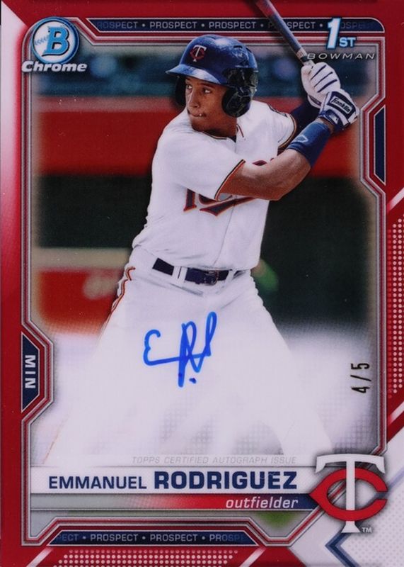2021 Bowman Chrome #CPA-ERO Prospect Auto - Red Refractor /5 (1st)