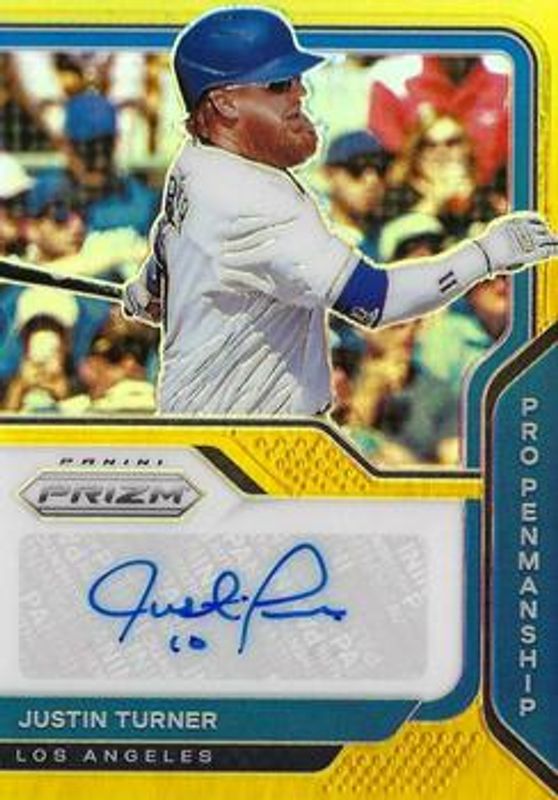 Justin Turner 2021 Prizm #PP-JT Pro Penmanship - Gold /10 RAW