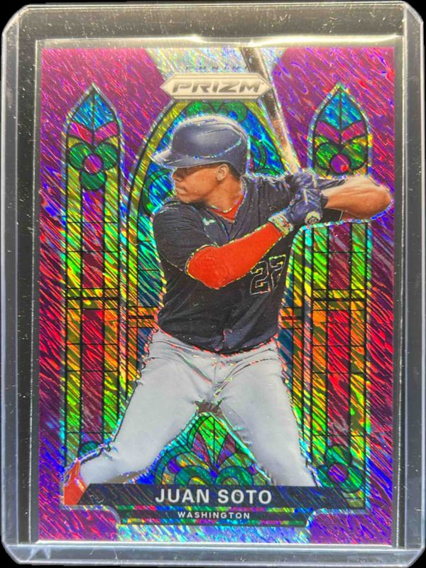 Juan Soto 2021 Prizm #SG-3 Stained Glass - Purple Shimmer /7 RAW