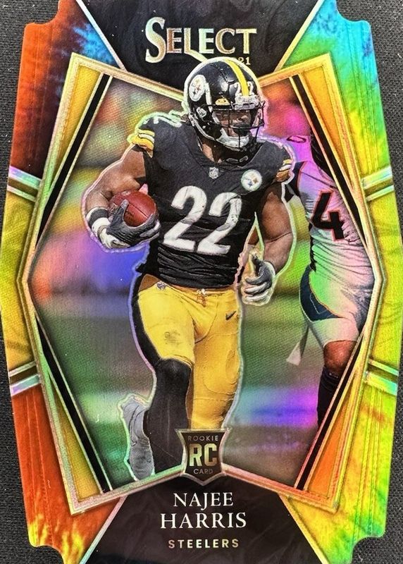 Najee Harris 2021 Select #153 Premier Level Tie-Dye Die-Cut /25 Rookie RAW