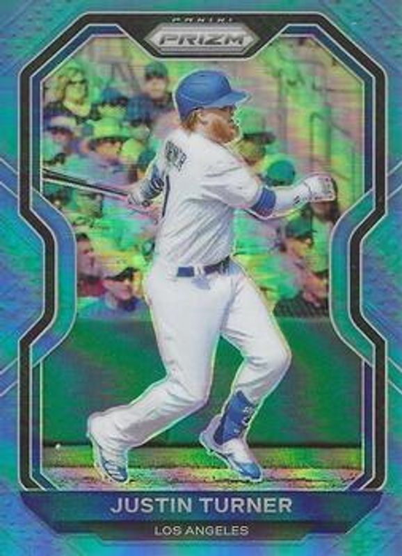 Justin Turner 2021 Prizm #5 Carolina Blue RAW