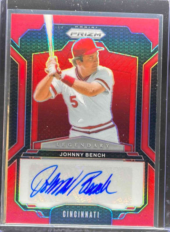 Johnny Bench 2025 Prizm #LS-JB Legendary Signatures - Red /99 RAW