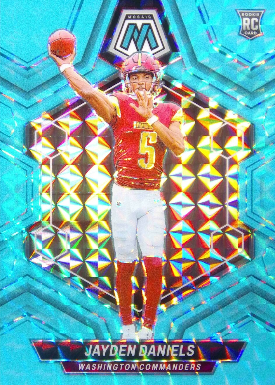 Jayden Daniels 2024 Mosaic #302 Blue Fluorescent /15 Price Guide