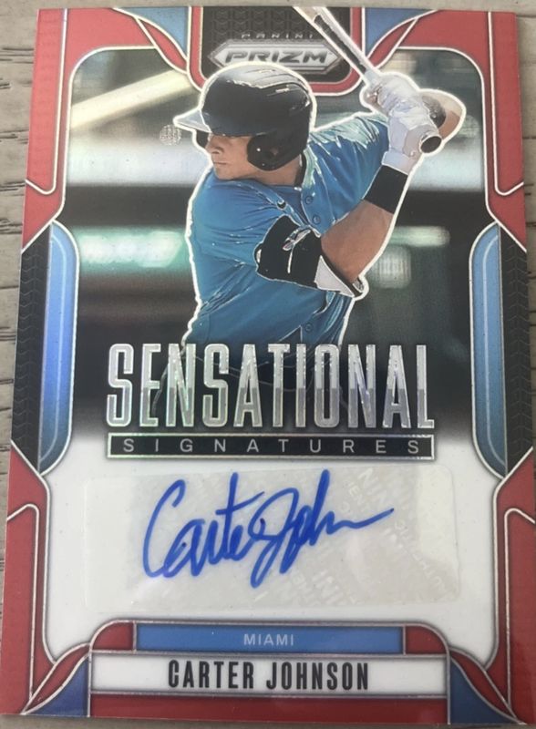 Carter Johnson 2025 Prizm #SS-CJ Sensational Signatures - Red /99 RAW