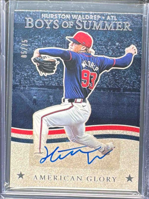 Hurston Waldrep 2025 Panini Boys of Summer #AGS-HW American Glory Signatures /49 Rookie RAW