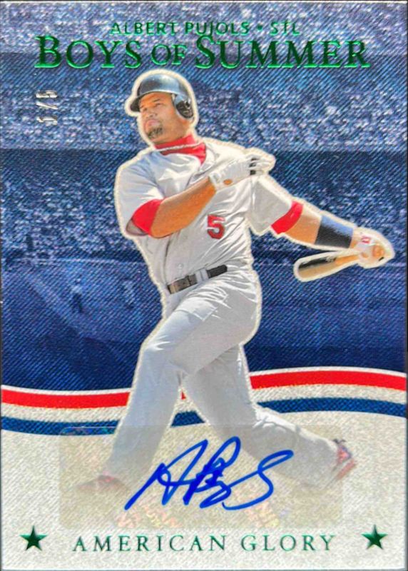 Albert Pujols 2025 Panini Boys of Summer #AGS-AP American Glory Signatures - Emerald /5 RAW
