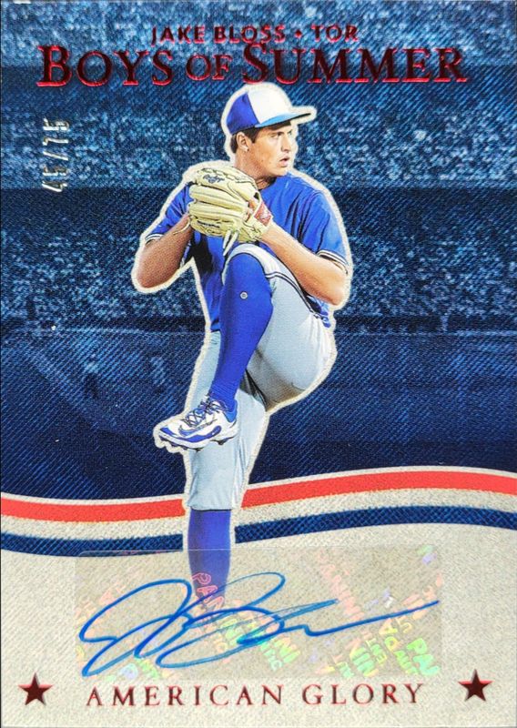 Jake Bloss 2025 Panini Boys of Summer #AGS-JB American Glory Signatures - Red /75 Rookie RAW