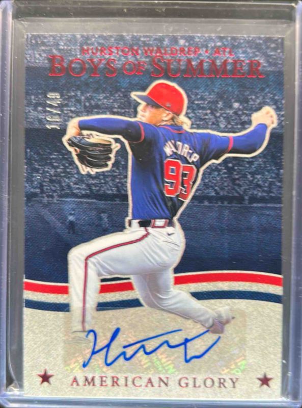 Hurston Waldrep 2025 Panini Boys of Summer #AGS-HW American Glory Signatures - Red /75 Rookie RAW