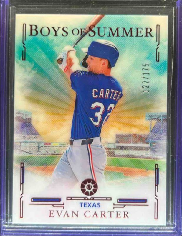 Evan Carter 2025 Panini Boys of Summer #12 Red /175 RAW
