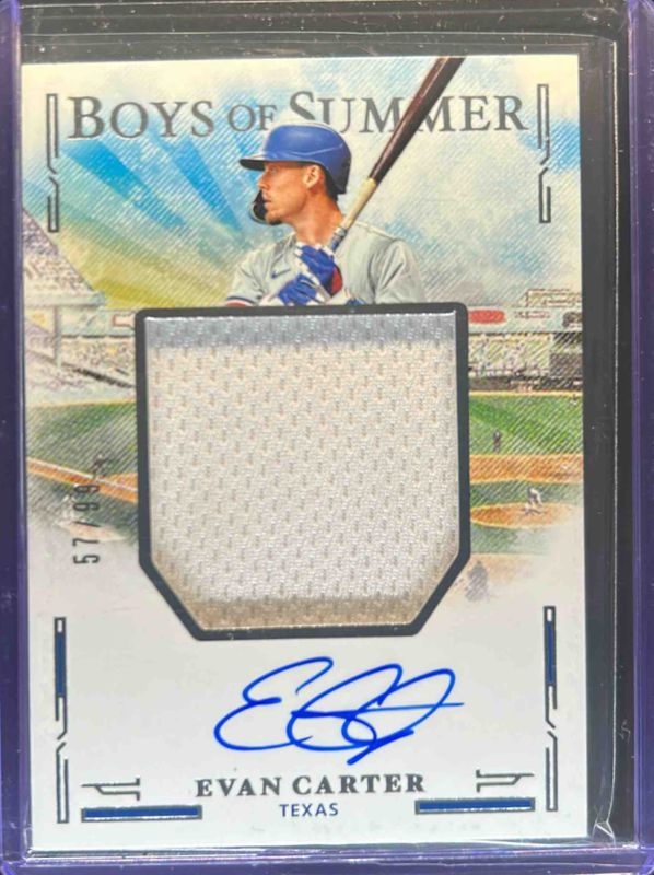 Evan Carter 2025 Panini Boys of Summer #JMS-EC Jumbo Material Signatures /99 RAW