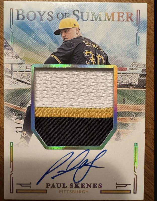 Paul Skenes 2025 Panini Boys of Summer #JMS-PS Jumbo Material Signatures - Holo Silver /25 RAW
