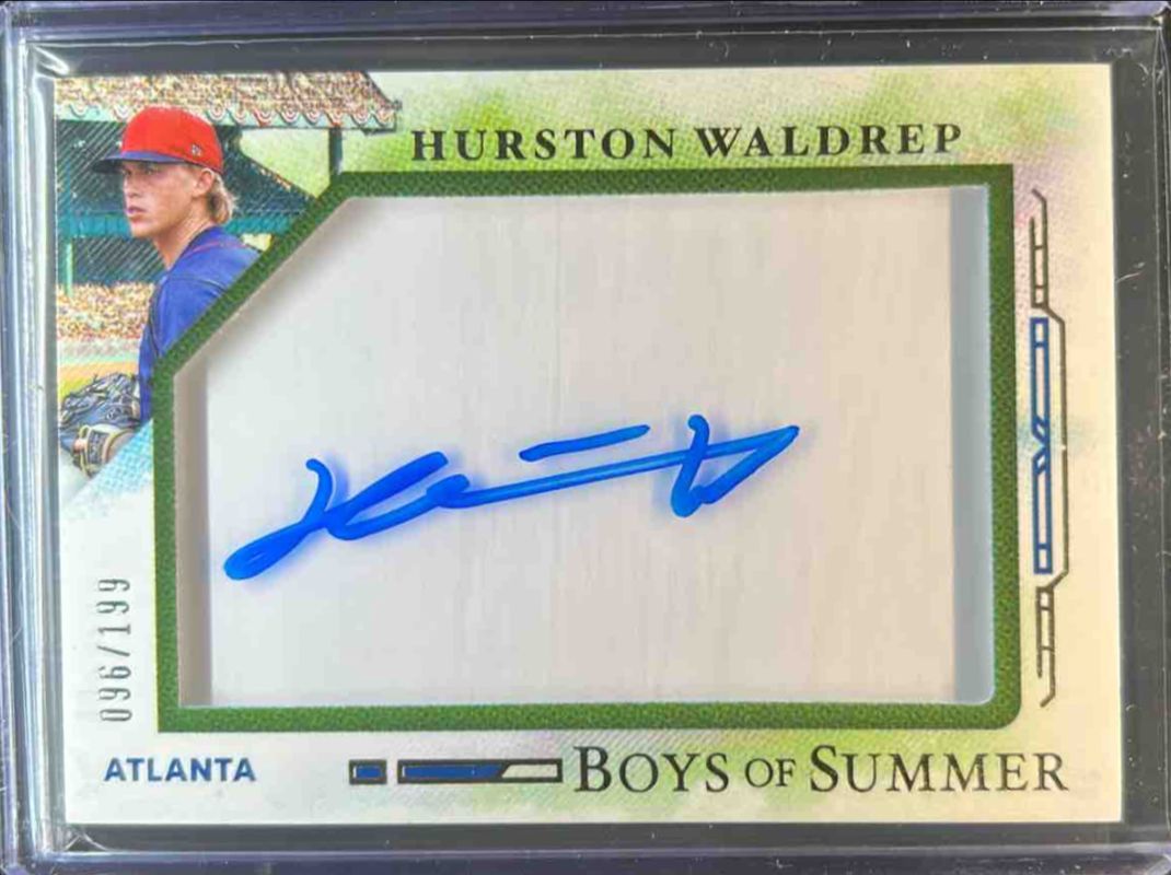 Hurston Waldrep 2025 Panini Boys of Summer #32 Jumbo Acetate Signatures /199 Rookie RAW