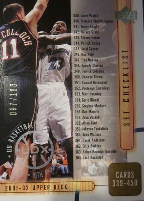 2001 Upper Deck #405 Checklist - UDX /100