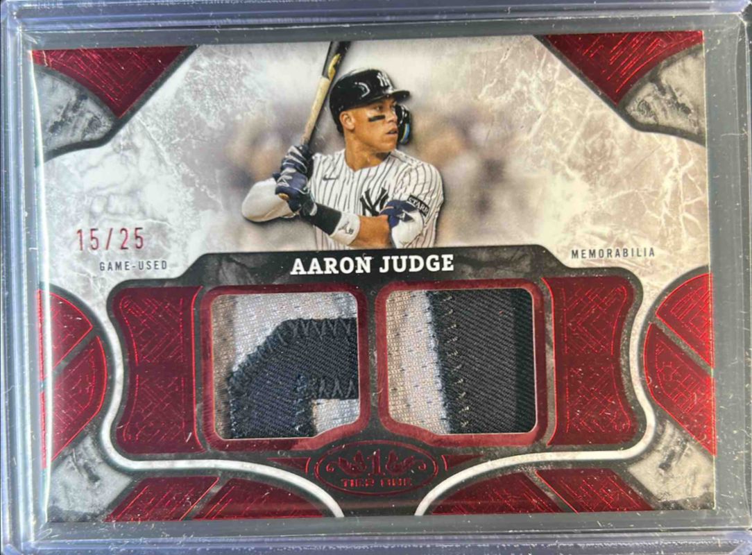 Aaron Judge 2025 Topps Tier One #T1R-AJ Tier One Relics - Dual Patch /20 RAW
