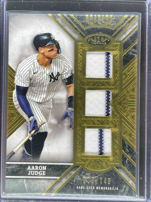 Aaron Judge 2025 Topps Tier One #T1TR-AJ Tier One Triple Relics /49 RAW