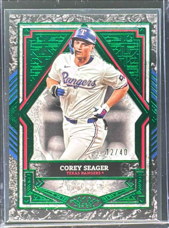 Corey Seager 2025 Topps Tier One #21 Base Tier 2 - Green Foil /40 RAW