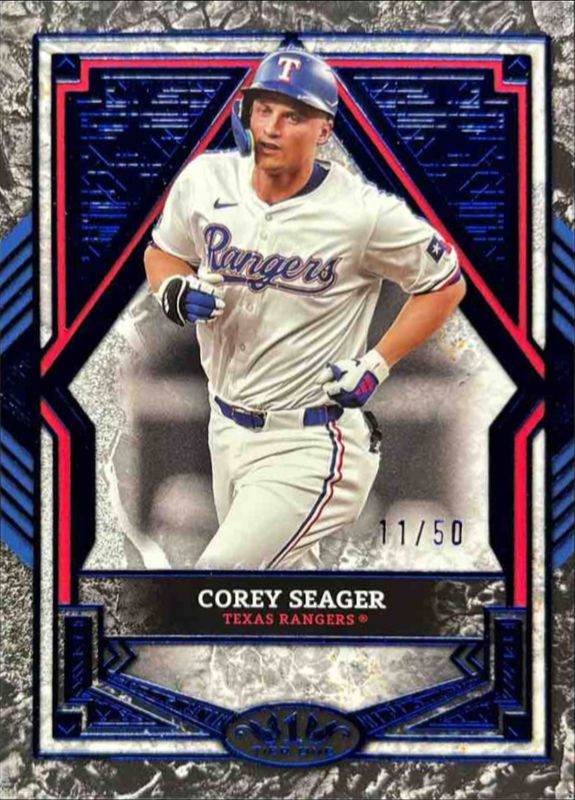 Corey Seager 2025 Topps Tier One #21 Base Tier 2 - Blue Foil /50 RAW