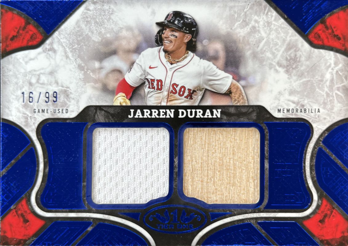 Jarren Duran 2025 Topps Tier One #T1R-JD Tier One Relics - Dual /75 RAW