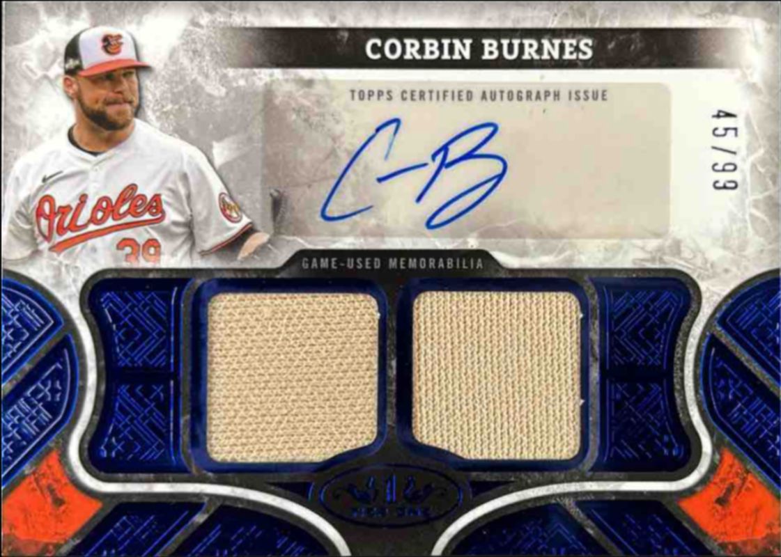 Corbin Burnes 2025 Topps Tier One #AT1R-CB Autographed Tier One Relics /99 RAW