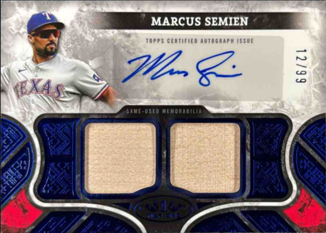 Marcus Semien 2025 Topps Tier One #AT1R-MSE Autographed Tier One Relics /99 RAW