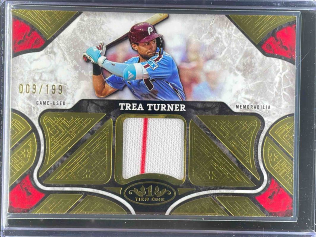 Trea Turner 2025 Topps Tier One #T1R-TT Tier One Relics /199 RAW