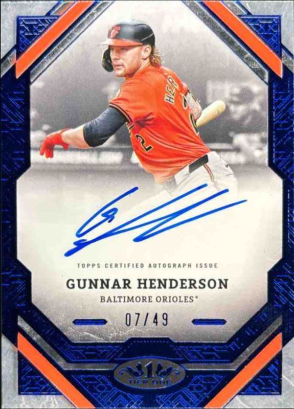 Gunnar Henderson 2025 Topps Tier One #T1A-GH Tier One Autographs - Blue Foil /35 RAW