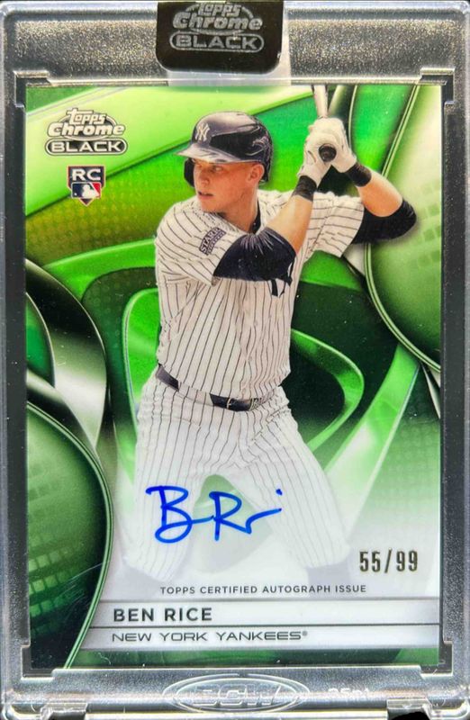 Ben Rice 2025 Topps Chrome Black #CBA-BR Autographs - Green Refractor /99 Rookie RAW