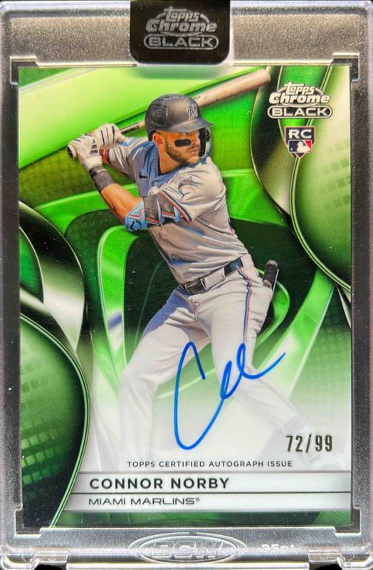 Connor Norby 2025 Topps Chrome Black #CBA-CN Autographs - Green Refractor /99 Rookie RAW