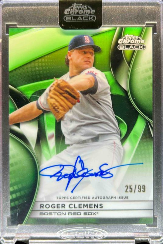 Roger Clemens 2025 Topps Chrome Black #CBA-RC Autographs - Green Refractor /99 RAW