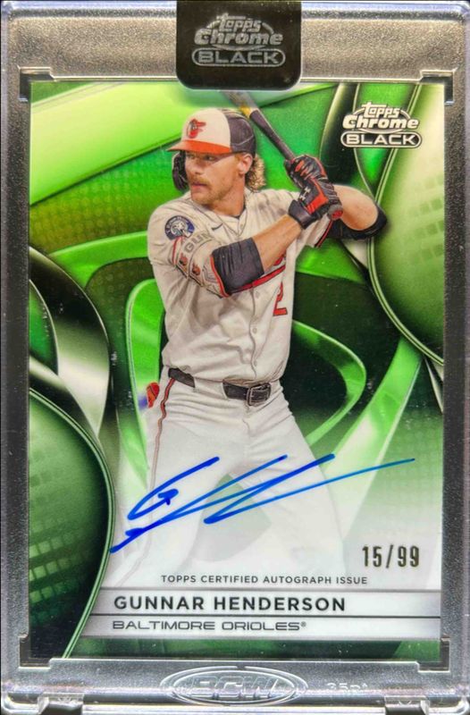 Gunnar Henderson 2025 Topps Chrome Black #CBA-GH Autographs - Green Refractor /99 RAW