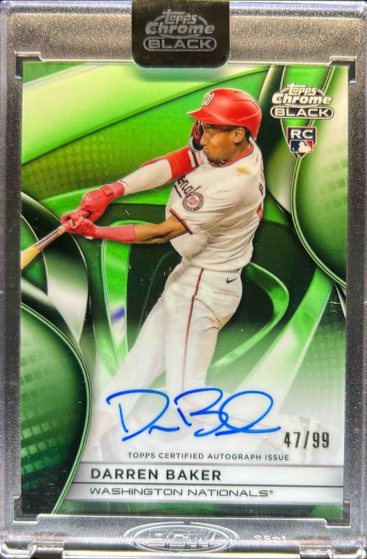 Darren Baker 2025 Topps Chrome Black #CBA-DB Autographs - Green Refractor /99 Rookie RAW