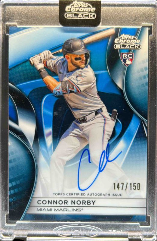 Connor Norby 2025 Topps Chrome Black #CBA-CN Autographs - Blue Refractor /150 Rookie RAW