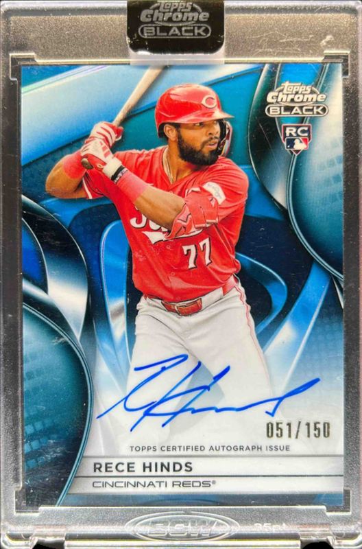 Rece Hinds 2025 Topps Chrome Black #CBA-RHI Autographs - Blue Refractor /150 Rookie RAW