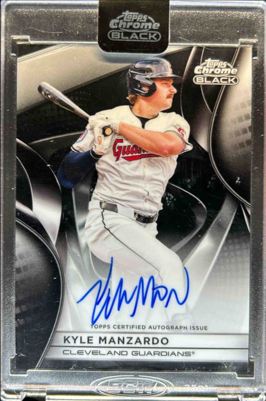 Kyle Manzardo 2025 Topps Chrome Black #CBA-KM Autographs RAW