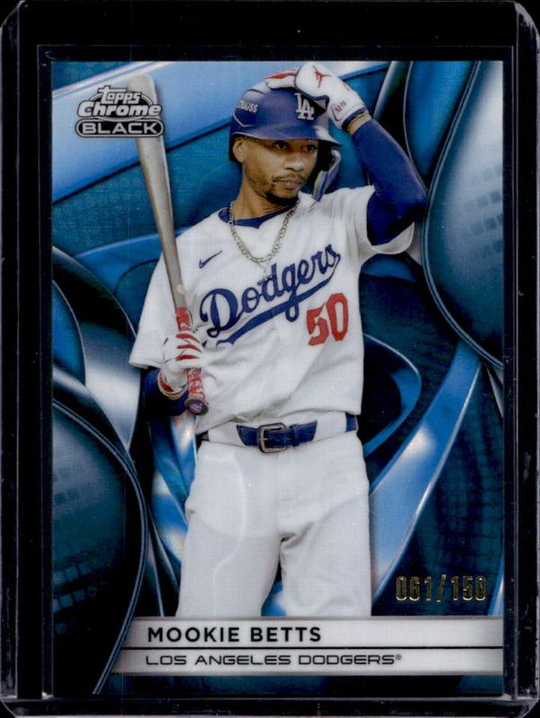 Mookie Betts 2025 Topps Chrome Black #128 Blue Lava Refractor /150 RAW