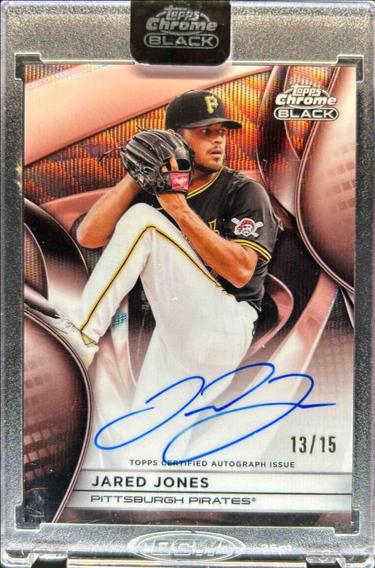 Jared Jones 2025 Topps Chrome Black #CBA-JJO Autographs - Rose Gold Wave Refractor /15 RAW