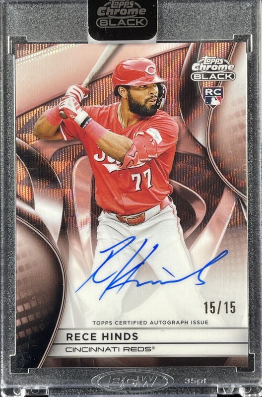Rece Hinds 2025 Topps Chrome Black #CBA-RHI Autographs - Rose Gold Wave Refractor /15 Rookie RAW
