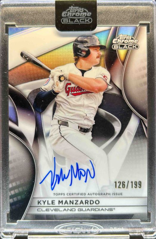 Kyle Manzardo 2025 Topps Chrome Black #CBA-KM Autographs - Refractor /199 RAW