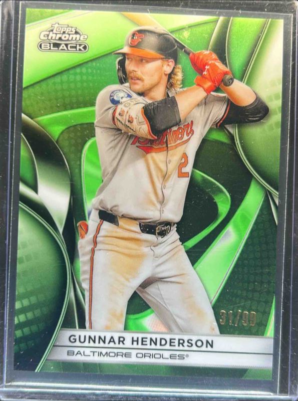 Gunnar Henderson 2025 Topps Chrome Black #3 Green Refractor /99 RAW