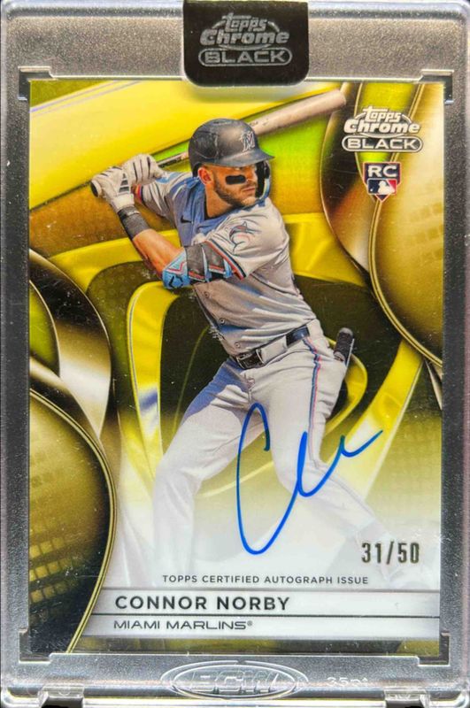 Connor Norby 2025 Topps Chrome Black #CBA-CN Autographs - Gold Refractor /50 Rookie RAW