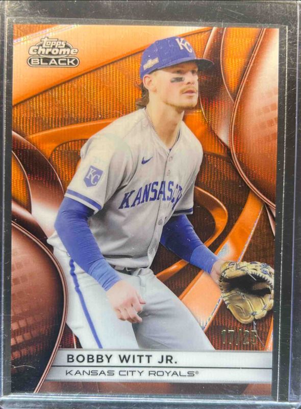 Bobby Witt 2025 Topps Chrome Black #1 Orange Wave Refractor /25 RAW
