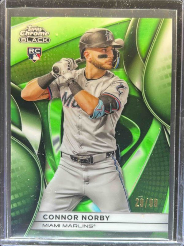 Connor Norby 2025 Topps Chrome Black #29 Green Refractor /99 Rookie RAW