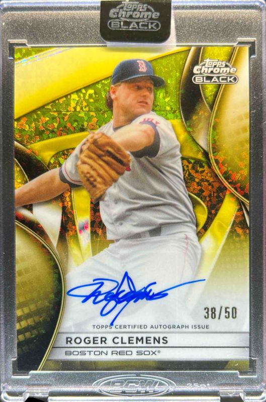 Roger Clemens 2025 Topps Chrome Black #CBA-RC Autographs - Gold Mini-Diamond Refractor /50 RAW