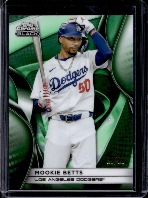 Mookie Betts 2025 Topps Chrome Black #128 Green Refractor /99 RAW