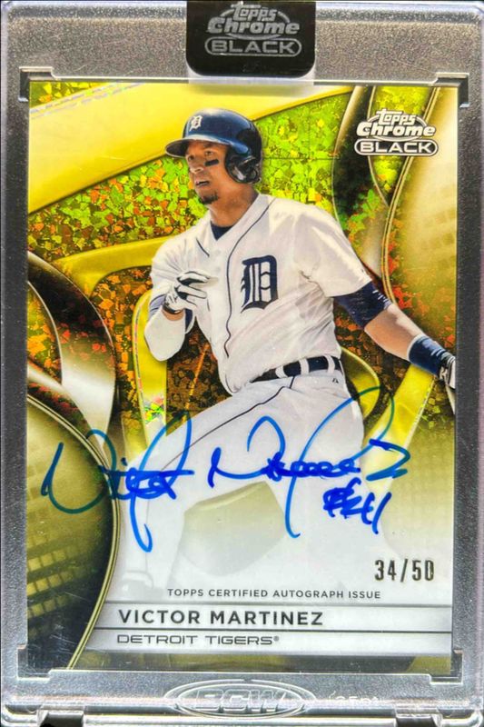 Victor Martinez 2025 Topps Chrome Black #CBA-VM Autographs - Gold Mini-Diamond Refractor /50 RAW