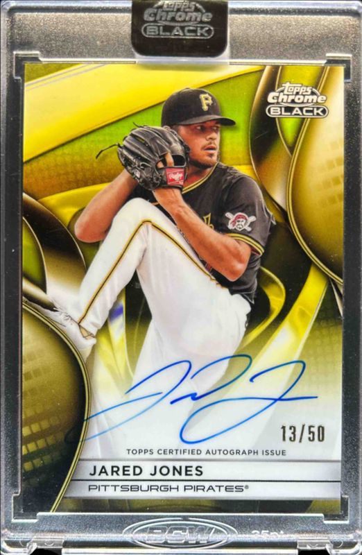 Jared Jones 2025 Topps Chrome Black #CBA-JJO Autographs - Gold Refractor /50 RAW