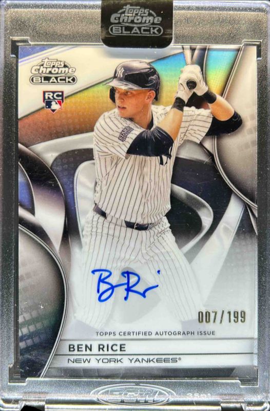 Ben Rice 2025 Topps Chrome Black #CBA-BR Autographs - Refractor /199 Rookie RAW