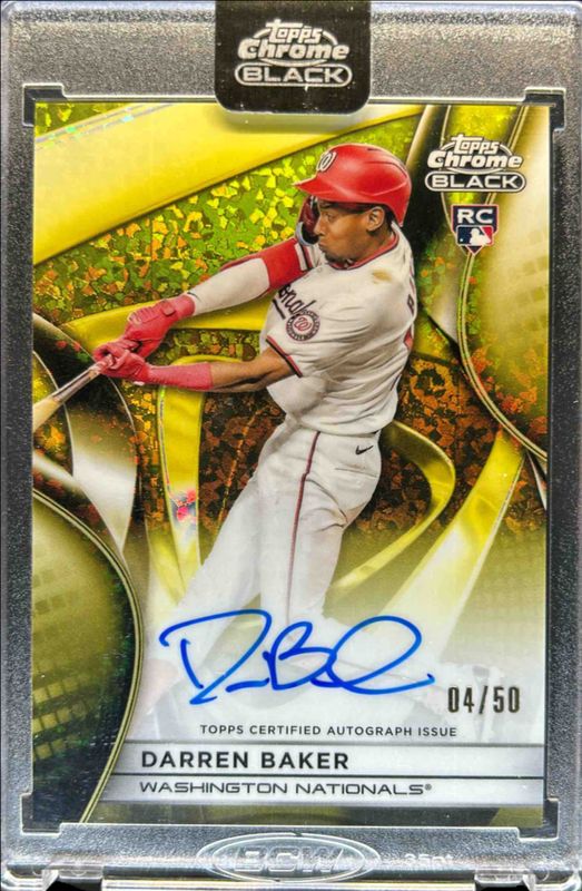 Darren Baker 2025 Topps Chrome Black #CBA-DB Autographs - Gold Mini-Diamond Refractor /50 Rookie RAW