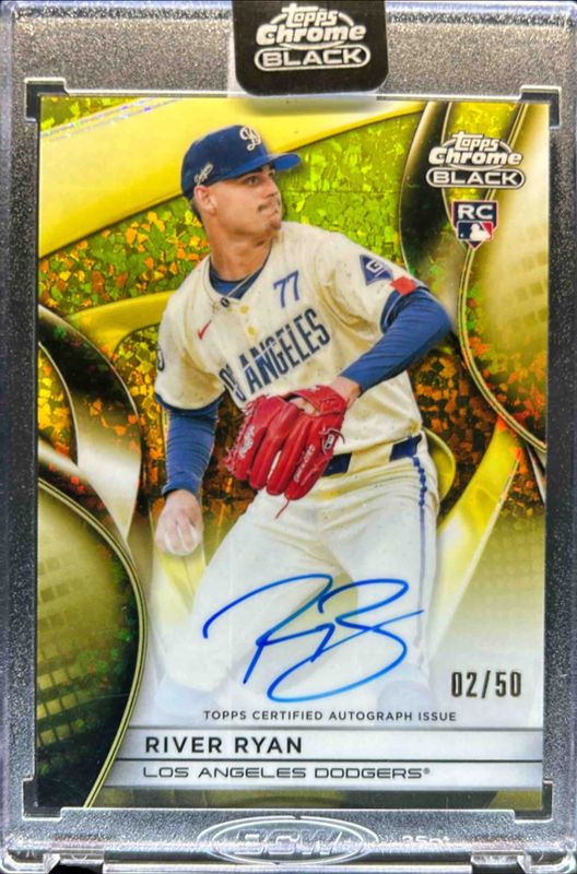 River Ryan 2025 Topps Chrome Black #CBA-RR Autographs - Gold Mini-Diamond Refractor /50 Rookie RAW