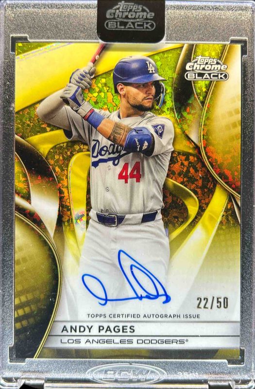 Andy Pages 2025 Topps Chrome Black #CBA-APA Autographs - Gold Mini-Diamond Refractor /50 RAW